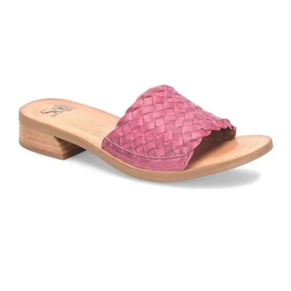 Sofft Ardee Woven Leather Stacked Heel Slip On Slide Sandal Purple Pink 10 - Picture 11 of 11